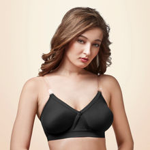 Trylo Alpa Stp Moulded Non-padded Double Layered T Shirt Bra, Full Coverage Bra - Black