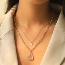 Ayesha Double-Layered Necklace with Heart and Diamond