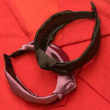 Ayesha Chic Purple and Black Satin Hairband With Elegant Top Knot (Set of 2 )