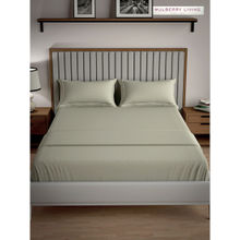 MULBERRY LIVING Serenity Solid King Size 250TC Bedsheet with 2 Pillow Covers - Green