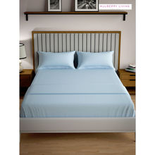 MULBERRY LIVING Serenity Solid King Size 250TC Bedsheet with 2 Pillow Covers - Blue