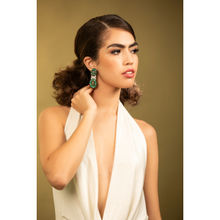 Modarta By Kamakshi Green Emerald Entangled Chain Dangler Earrings