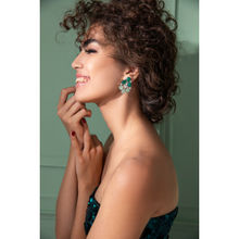 Modarta By Kamakshi Unique Dual Tone Green Emerald Earrings