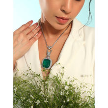 Modarta By Kamakshi Green Diamond Studded Leopard Panther Pendant Chain