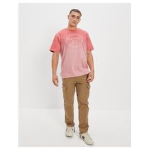 American Eagle Men Red Super Soft Dip-Dye Logo Graphic T-Shirt