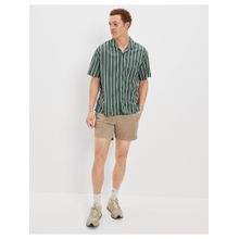American Eagle Men Green Striped Button Up Poolside Shirt