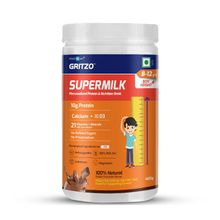 Gritzo SuperMilk Height+ (8-12y Boys),10g Protein with Zero Refined Sugar, Double Chocolate, 400 g