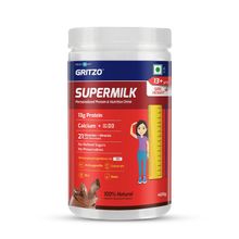Gritzo SuperMilk Height+ ( 13+y Girls),13g Protein with Zero Refined Sugar, Double Chocolate, 400 g