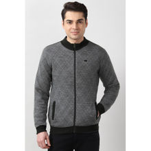 Peter England Men Grey Print Reversible Sweater