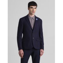 Jack & Jones Men Striped Slim Fit Navy Blue Single Breasted Blazer