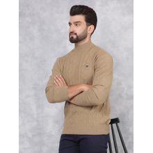 CRIMSOUNE CLUB Men Khaki Jacquard High Neck Sweater