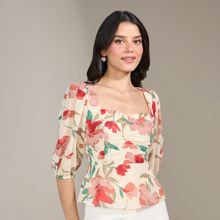 Twenty Dresses By Nykaa Fashion Garden Of Roses Top - Off white