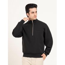 Red Tape Men Black Cotton Blend High Neck Sweatshirt
