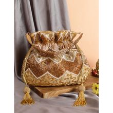 SWISNI Designer Golden Embellished Ethnic Potli Bag (S)