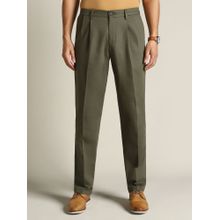 Dockers Men Green Mid Rise Classic Pleated Fit Trousers