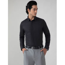 Subtract Cotton Satin Formal Shirt in Raven Black - Slim Fit