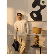 Cove and Lane Bamboo Cotton Henley Neck T-shirt - White