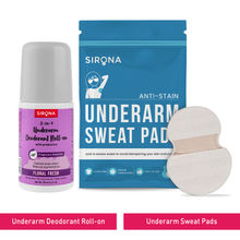 Sirona 2-in-1 Deodorant Underarm Roll On (Floral Fresh) & Sweat Pads Combo