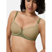 Triumph Olive Stripe Mesh Spotlit Non-Wired Padded Seamless Bra