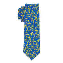 The Tie Hub Blue With Yellow Leaf Necktie