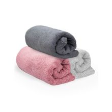 Heelium Bamboo Hand Towel, Soft, Absorbent & Odour Free, 65x40cm, 3 Pcs, Light Grey, Grey, Peach