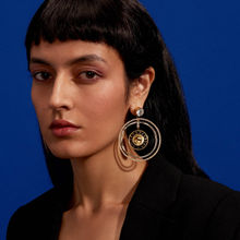 Aulerth White & Black Numisma Annular Hoops Earrings by Shivan & Narresh