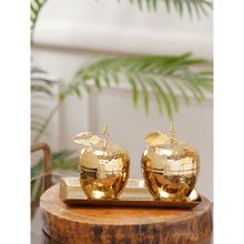 Pure Home + Living Ouro Hammered Decorative Jar with Tray (Set of 2)