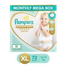 Pampers Premium Care Pants Diapers Monthly Box Pack - XL (Pack of 72)