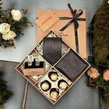 The Tie Hub Brown Polka Microfiber Gift Set with Chocolate