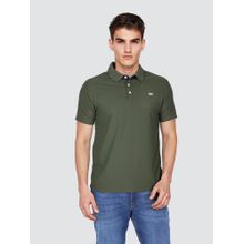 Lee Men Solid Olive Regular Fit Polo T-Shirt