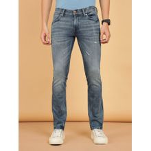 Wrangler Men's Blue Skanders Slim Fit Low Rise Heavy Fade Jeans