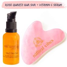 Natural Vibes Rose Quartz Gua Sha Face Massager + Vitamin C Serum