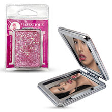 Majestique Glitter Portable Makeup Mirror, Double-Sided Foldable Hand Mirror - Color May Vary