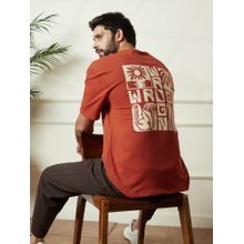 WROGN Heavy Gsm Back Print Rust T-Shirt
