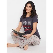 Clovia Cotton Printed Top And Pyjama Set