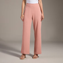 Twenty Dresses by Nykaa Fashion Work Salmon Pink Wide Leg High Waist Trousers