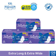 Stayfree DryMax All Nights Ultra Sanitary Pads with Dry Cover - XXL for Heavy Flow - 126 Pads Combo