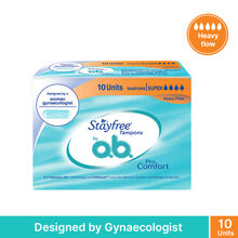 Stayfree Tampons by O.B. - For Heavy Flow & Ultimate Comfort - Super pack of 10 Units