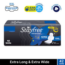 Stayfree Advanced All Nights Sanitary Pads with Cottony Soft Cover - XXL for Heavy Flow - Pack of 42