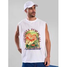 Bene Kleed White Graphic Oversized Tank T-shirt