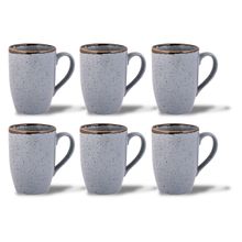 HITKARI POTTERIES Porcelain Matt Grey Sky Sl-35 Coffee Mug (Set of 6)