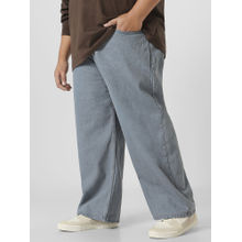 Urbano Plus Mens Light Grey Loose Fit Washed Jeans