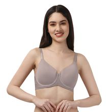 SOIE Full Coverage Padded Wired T-shirt Bra with Mesh Detailing-Bark