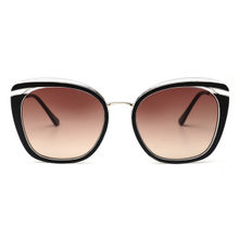 Bebe Gradient Brown Lens Cat Eye Sunglass Black Gold Frame with 100% UV Protection (54)
