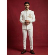 Jompers White Japanese Embroidered Indo-Western Set (L)