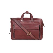 Teakwood Unisex Brown solid Leather Laptop Bag