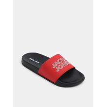 Jack & Jones Red & Black Logo Print Sliders