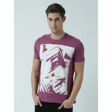 Huetrap Mens Printed Round Neck Purple T-Shirt