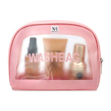 NFI Essentials Semicircle Makeup Pouch for Women Transparent Wash Bag (M)
