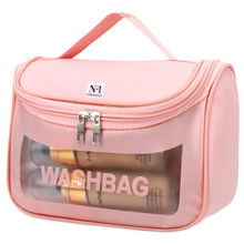 NFI Essentials Transparent Cosmetic Bag with Hook Wash Bag Travel Makeup Bag (M)